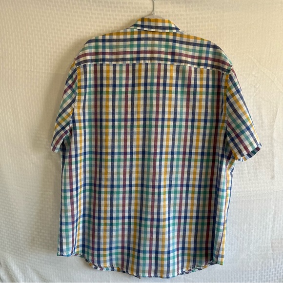 Crown & Ivy Linen Plaid Short Sleeve Button Up Shirt Multicolor Plaid Size XL - Picture 2 of 8
